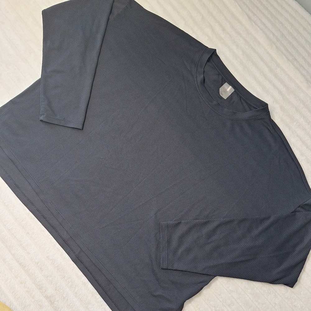Calia Nylon Performance Long S/L Boxy Shirt Womens XXL Black Texture Athletic